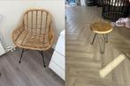 Rotan stoel en houten krukje gratis af te halen, Huis en Inrichting, Stoelen, Ophalen, Gebruikt, Bruin, Riet of Rotan