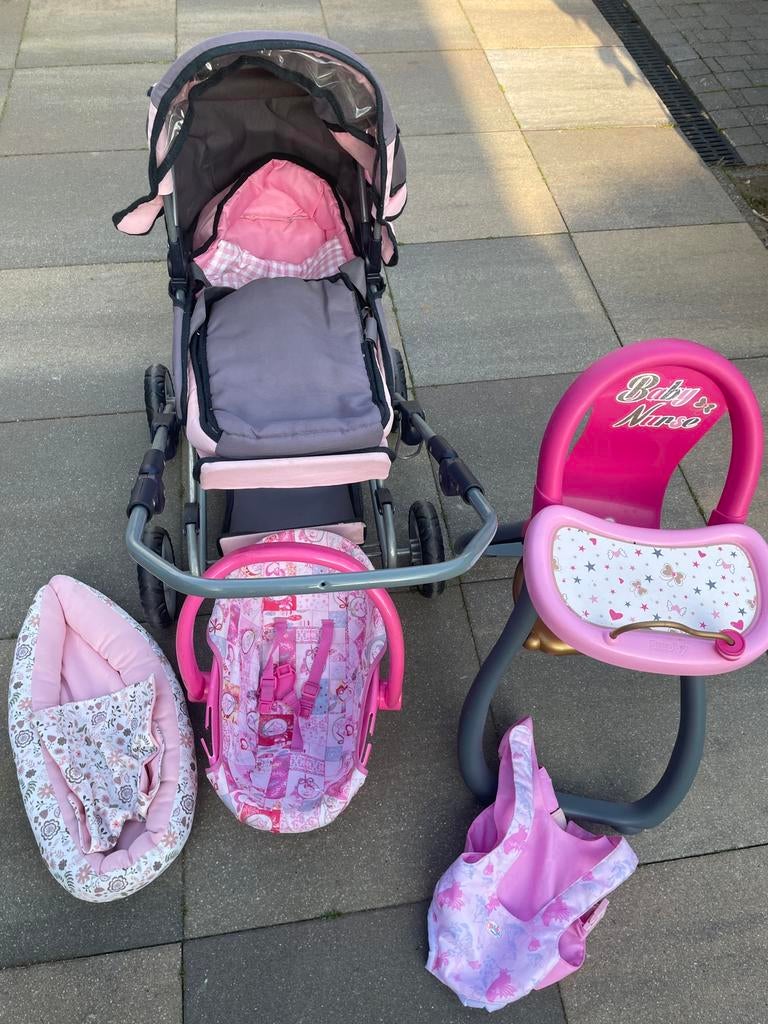 Kinderwagen, maxicosi, kinderstoel, buikdrager, nestje, Kinderen en Baby's, Speelgoed | Poppen, Ophalen, Gebruikt, Babypop