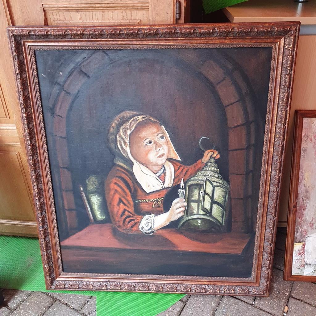 een gesigneerde afbeelding geschilderd op brons, Antiek en Kunst, Ophalen of Verzenden