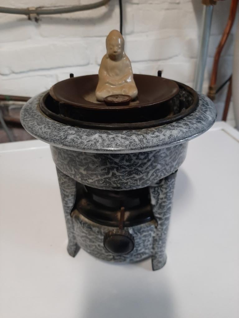 Antieke brander uit de 19e eeuw met Boeddha beeldje, Antiek en Kunst, Ophalen of Verzenden