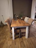 Eettafel en salontafeltjes.Zijn van oude wagon planken van e, Ophalen of Verzenden