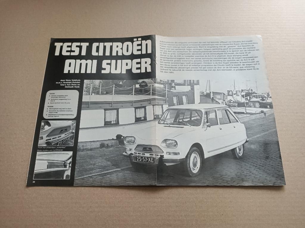 Auto Test (uit oud tijdschrift) Citroen AMi Super (1969), Verzamelen, Automerken, Motoren en Formule 1, Gebruikt, Auto's, Verzenden