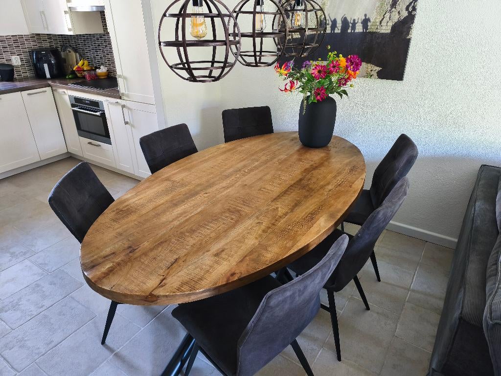 Eethoek met 6 stoelen, Ophalen of Verzenden, Gebruikt, Modern, 4 tot 6 stoelen