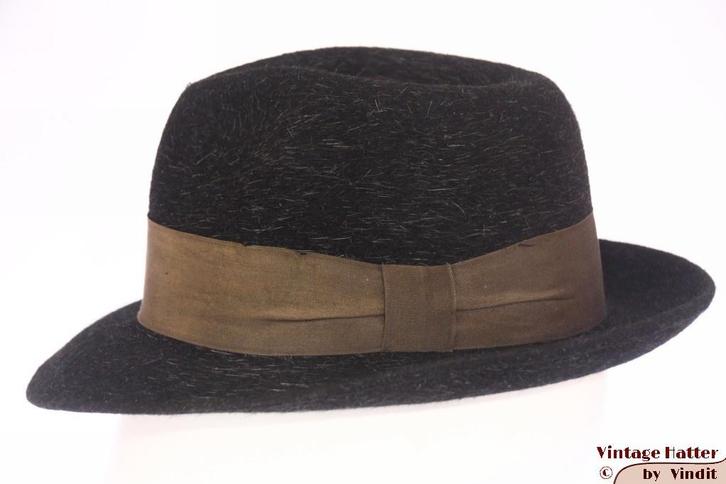 Vintage Gleufhoed Rex Mohair donker grijs haarvilt 54 = XS, Kleding | Heren, Hoeden en Petten, Gedragen, Hoed, 57 cm (M, 7⅛ inch) of minder