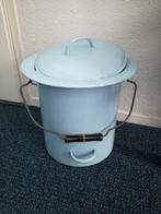 Brocante emaille emmer - ijsblauw, Antiek en Kunst, Curiosa en Brocante, Ophalen