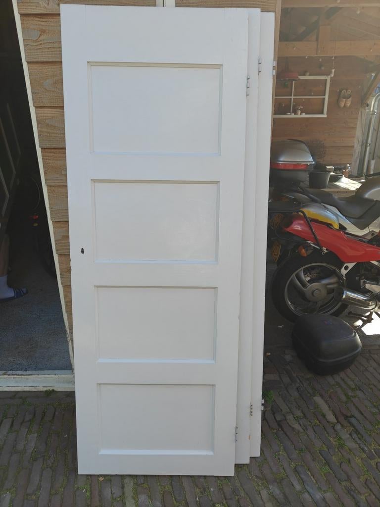 Oude (1947) paneeldeuren kast, 4 stuks, Ophalen, Gebruikt, Binnendeur, 200 tot 215 cm