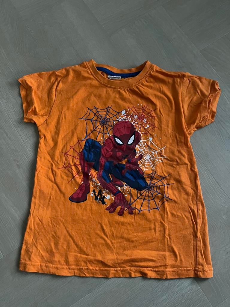 Spider-man oranje shirt maat 128/134 koningsdag, Ophalen of Verzenden, Zo goed als nieuw, Jongen, Shirt of Longsleeve