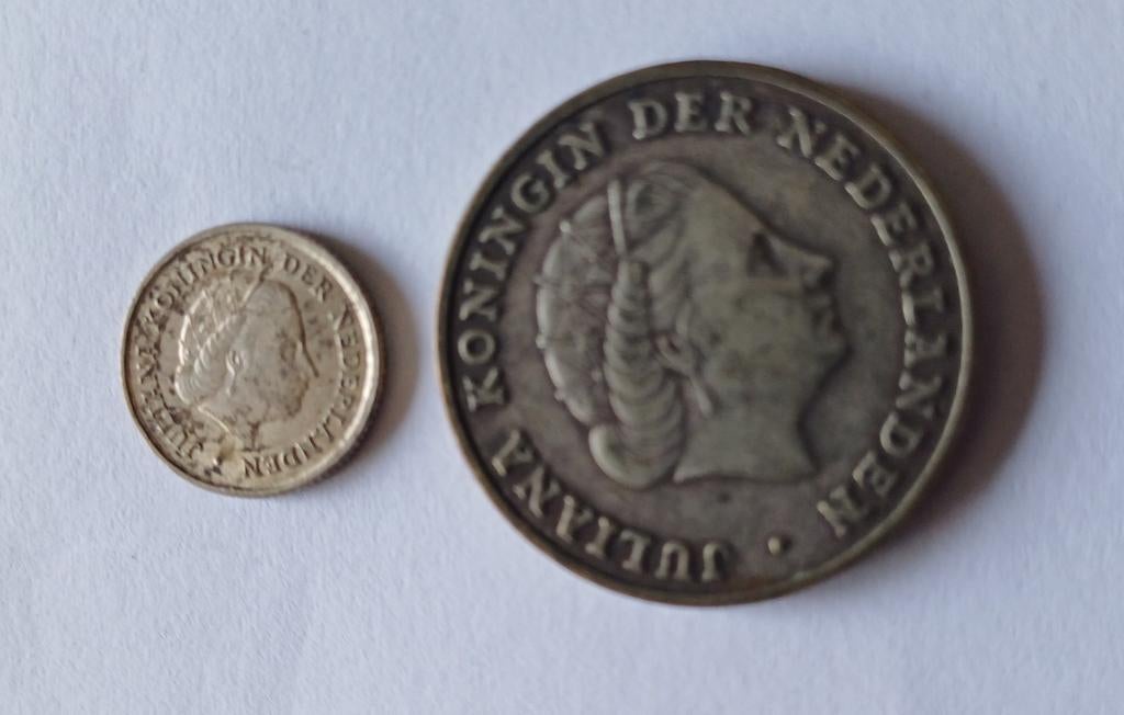 2 x zilveren munten Nederlandse Antillen, Ophalen of Verzenden, Koningin Juliana, 10 cent