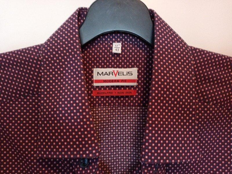 MARVELIS shirt rood - Extra lange mouw - Mt 43 - strijkvrij, Kleding | Heren, Overhemden, Marvelis, Verzenden, Zo goed als nieuw