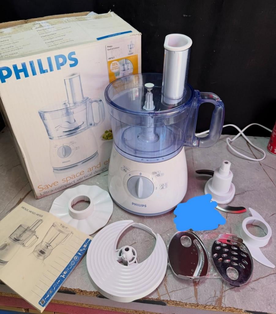 Philips Keukenmachine HR7621/00 - Compact en Veelzijdig, Witgoed en Apparatuur, Keukenmixers, Gebruikt, 1 tot 2 liter, 2 snelheden