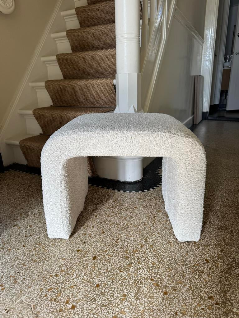 Poef Evan Loods5 - Crème Bouclé Stof, Ophalen of Verzenden, Zo goed als nieuw, 50 tot 75 cm, Stof