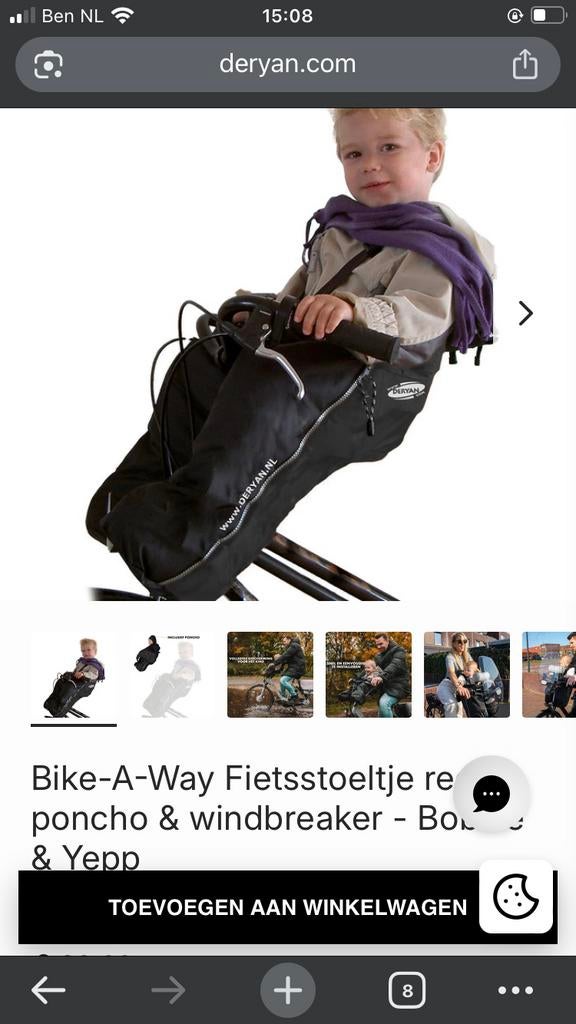 DERYAN Bike-A-Way Voetenzak Fietsstoeltje, Fietsen en Brommers, Fietsaccessoires | Fietsstoeltjes, Ophalen of Verzenden, Nieuw