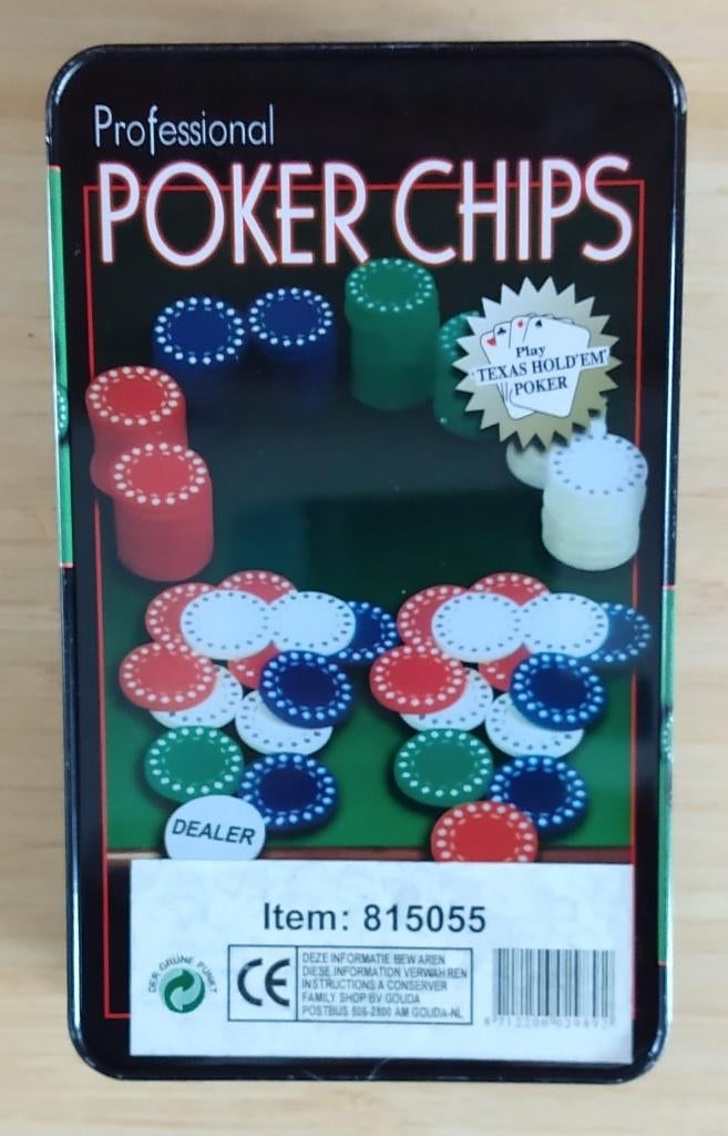 pokerchips professional dealer chips, volgnr 15, Vijf spelers of meer, Ophalen of Verzenden, Nieuw