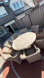 Wicker tuinset met houten tafel - Garden Collections, Tuin en Terras, Ophalen, Eettafel, Zo goed als nieuw, Tuinset