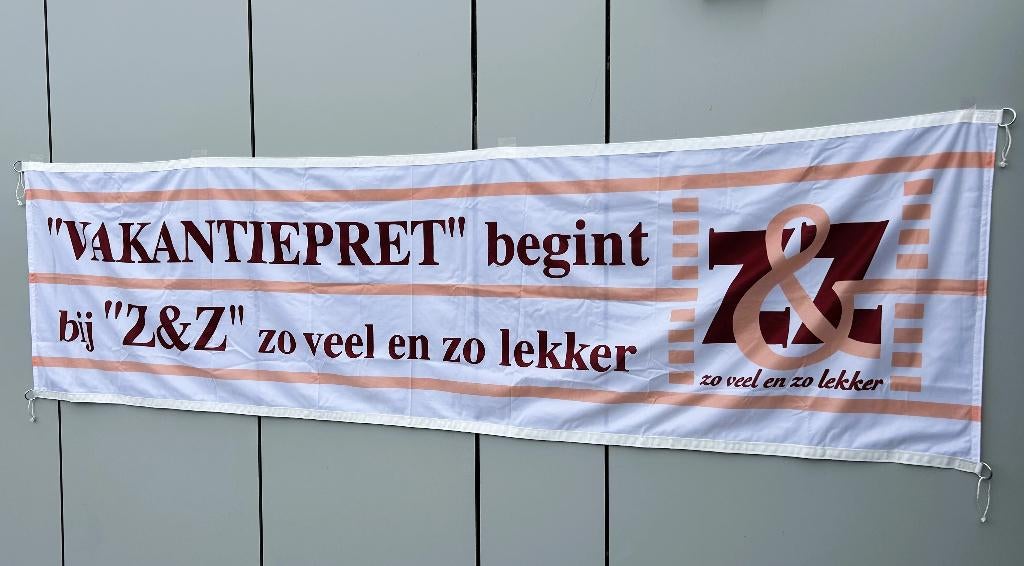 Banner “VAKANTIEPRET BEGINT BIJ Z&Z”, Ophalen of Verzenden, Zo goed als nieuw