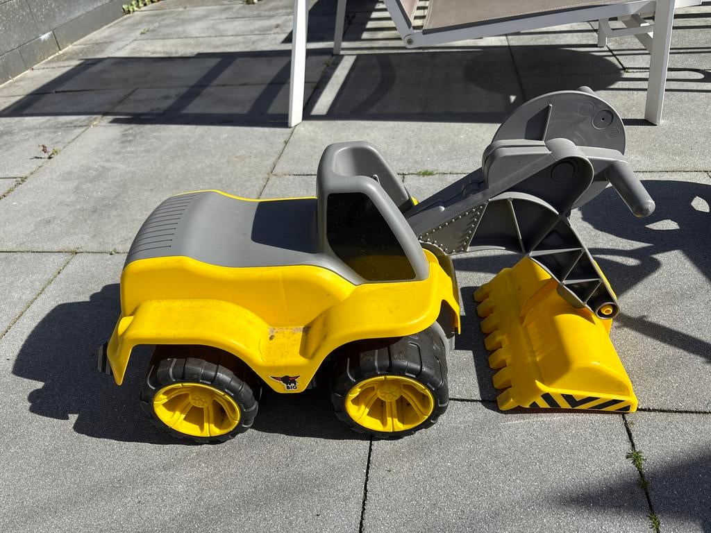 Gele kinder graafmachine loopauto, Ophalen of Verzenden, Gebruikt