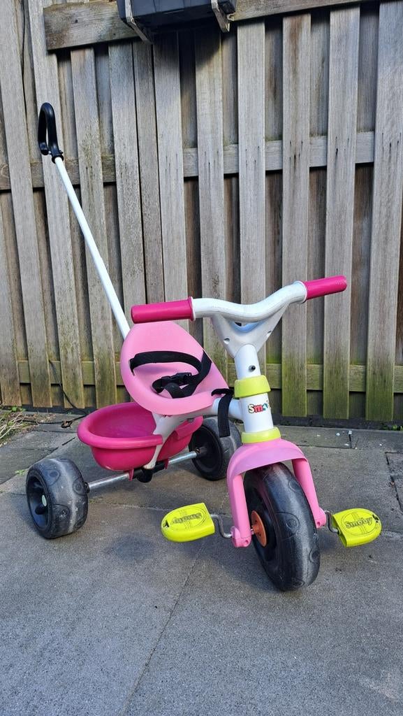 Driewieler Smoby roze, Fietsen en Brommers, Ophalen, Gebruikt, Smoby, Duwstang