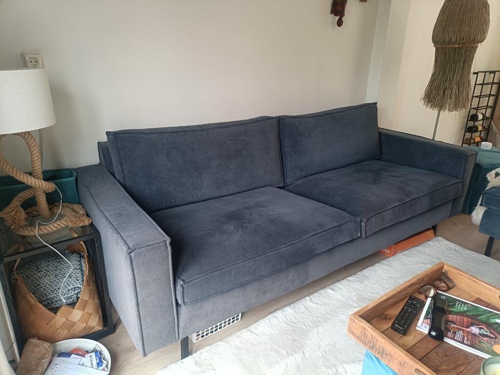 Super leuke Blauwe rib bank, Ophalen of Verzenden, Zo goed als nieuw, Tweepersoons