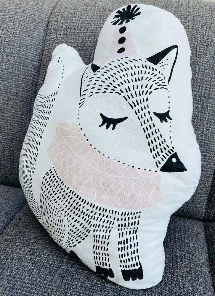 Bloomingville - schattig kussen, Huis en Inrichting, Woonaccessoires | Kussens, Gebruikt, Wit, Vierkant, Ophalen of Verzenden