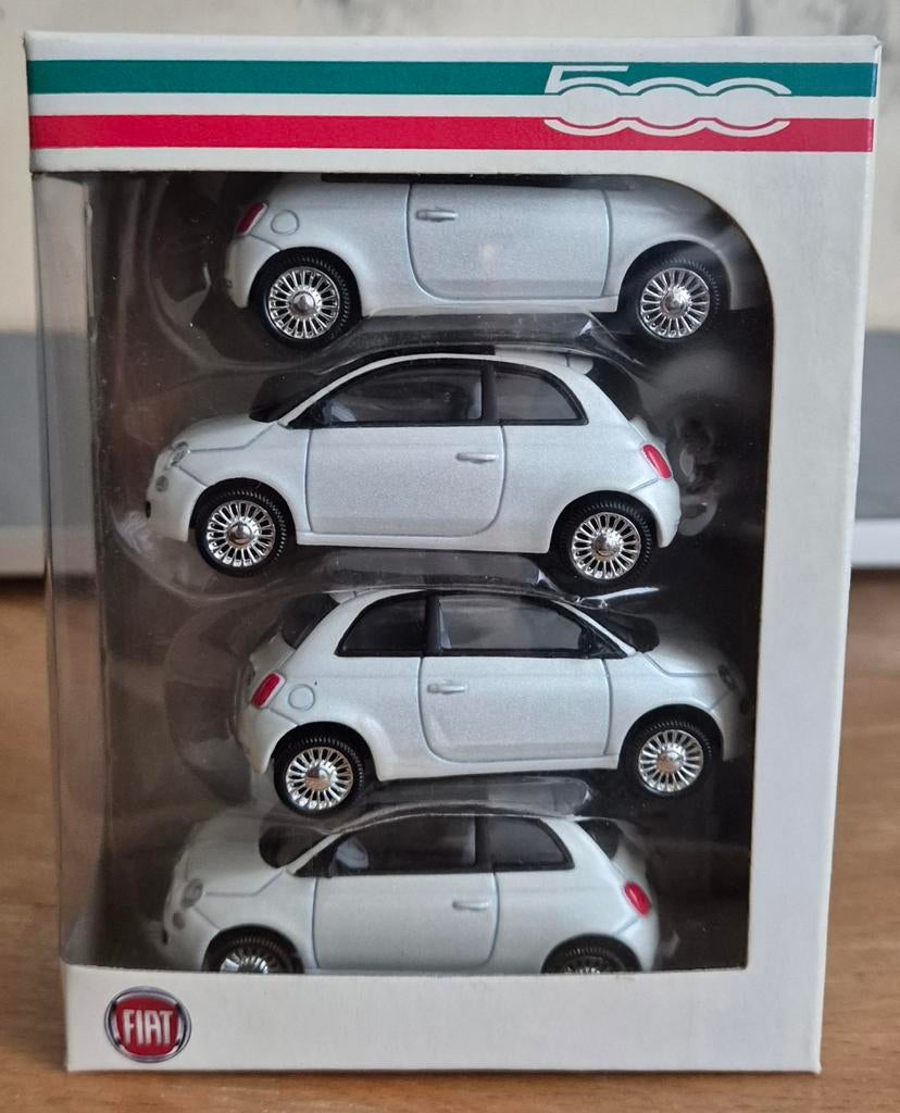 Fiat Nuova 500 (set van 4), 1:64, 3 inches wit white (Norev), Ophalen of Verzenden, Zo goed als nieuw, Auto