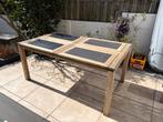 Teak hardhouten buitentafel met keramische tegels, Tuin en Terras, Ophalen, Gebruikt, Rechthoekig, Teakhout