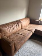 Bruine eco-leer 2,5-zits bank, Huis en Inrichting, Banken | Bankstellen, Ophalen, Gebruikt, Driepersoons, Rechte bank