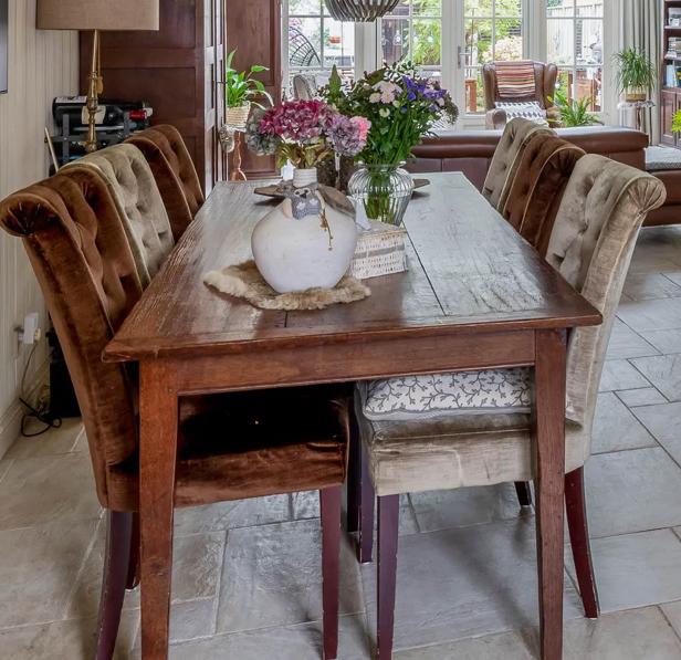 Eethoek tafel te koop voor 6 pers. Zitten 3 laden in., Huis en Inrichting, Tafels | Eettafels, Ophalen, Gebruikt, Eikenhout, 200 cm of meer