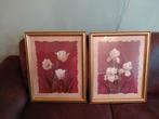 twee schilderijen stillevens bloemen in gouden barok lijst, Ophalen