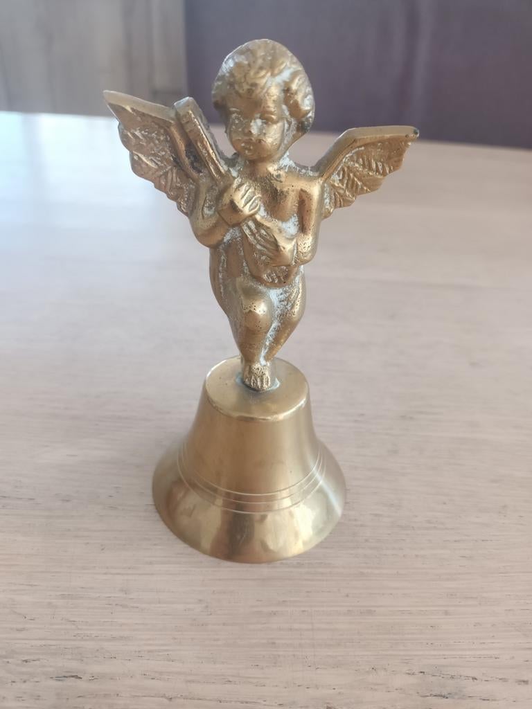 Koperen tafelbel,bel, engel.met muziek instrument, Antiek en Kunst, Antiek | Koper en Brons, Ophalen of Verzenden