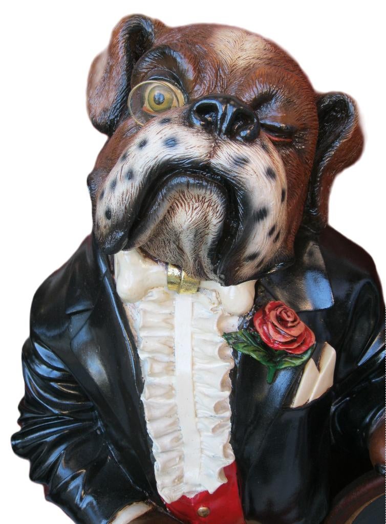 Grote Butler bulldog of 'Bulltler' met krijtbord., Antiek en Kunst, Ophalen
