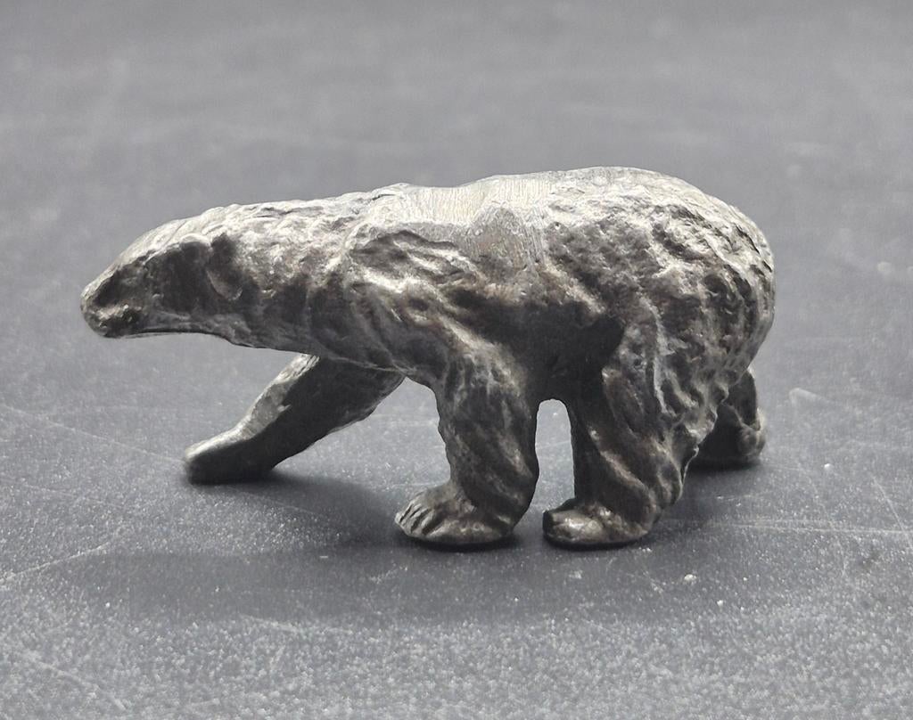 Tinnen Beeldje IJsbeer - Vintage Decoratie, Ophalen of Verzenden, Dier