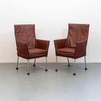 2x Montis Chaplin (eetkamer) stoelen - chocolade bruin, Niet ingevuld, Niet ingevuld, Leer, Ophalen of Verzenden