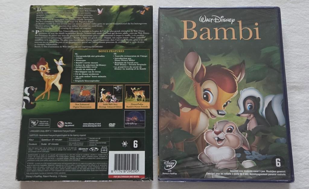 Walt Disney Bambi Sealed Dvd Cartoon/Animatie, Alle leeftijden, Ophalen of Verzenden, Nieuw in verpakking, Europees