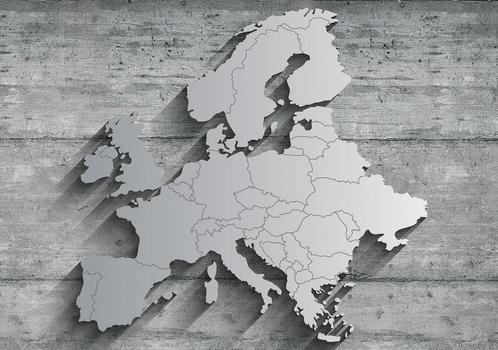 Kaart Europa op hout fotobehang, Industrieel, Wereldkaart, Huis en Inrichting, Woonaccessoires | Wanddecoraties, Nieuw, Verzenden