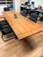 Houten Tafel met Stalen Poten, Antiek en Kunst, Ophalen of Verzenden