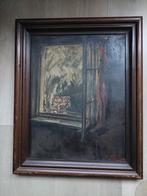 schilderij van Jan Rusman, doorkijk door raam, Antiek en Kunst, Ophalen of Verzenden