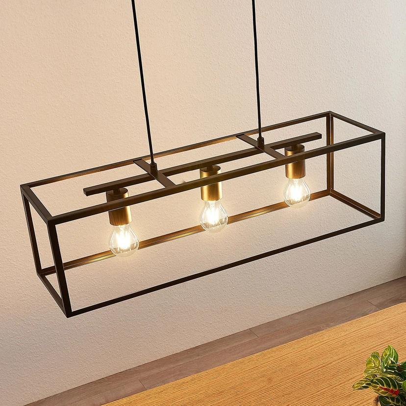 Hanglamp Lindby Emily zwart metaal, Huis en Inrichting, Lampen | Hanglampen, Ophalen, Gebruikt, Metaal, 50 tot 75 cm