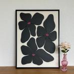 Schilderij met bloemen van hout - Abstract maat: 60 X 45 cm., Minder dan 50 cm, 50 tot 75 cm, Nieuw, Ophalen of Verzenden