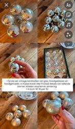 Vintage kerstballen 32x glas zilver,frosted,in mooie staat, Ophalen of Verzenden, Gebruikt