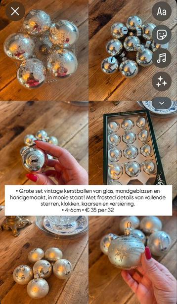 Vintage kerstballen 32x glas zilver,frosted,in mooie staat beschikbaar voor biedingen