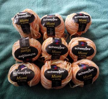 9 Bolletjes wit oranje Scheepjes Miami lint breigaren beschikbaar voor biedingen