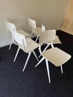 5x witte stoel, Huis en Inrichting, Stoelen, Vijf, Zes of meer stoelen, Metaal, Vintage retro buisframe design rotan webbing papercord