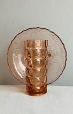 Luminarc Rosaline vintage roze vaas persglas en schaal, Antiek en Kunst, Antiek | Glas en Kristal, Ophalen of Verzenden