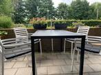 Tuinset wit/antraciet met kussentjes, Ophalen, 4 zitplaatsen, Kunststof, Zo goed als nieuw