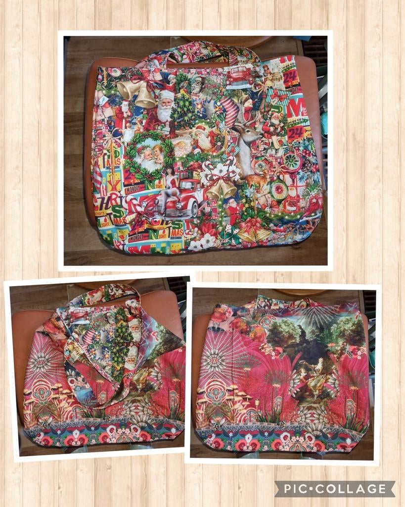 Draagtas/shopper zelfgemaakt, 2 kanten draagbaar. Kerst, Ophalen of Verzenden, Dame