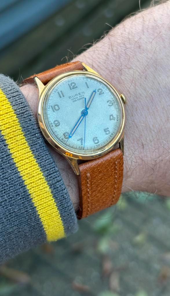 Buren herenhorloge vintage, Sieraden, Tassen en Uiterlijk, Horloges | Antiek, Polshorloge, Overige merken, Staal, 1960 of later