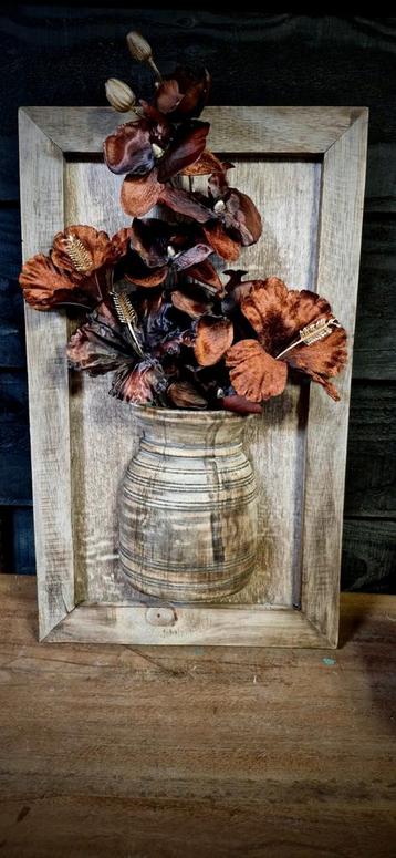 Houten Bloempot in Lijst - Prachtige Decoratie! beschikbaar voor biedingen