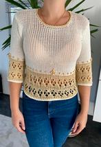Dun gebreide gehaakte trui wit beige 36 S Ibiza stijl ZGAN!, Ophalen of Verzenden, Zo goed als nieuw, Maat 36 (S), Beige