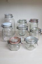 Glazen voorraad potten met klemdeksel, 9 stuks, Ophalen of Verzenden, Gebruikt