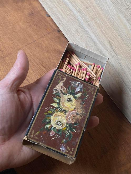 Vintage beschilderd grote  luciferdoos, Antiek en Kunst, Antiek | Woonaccessoires, Ophalen of Verzenden